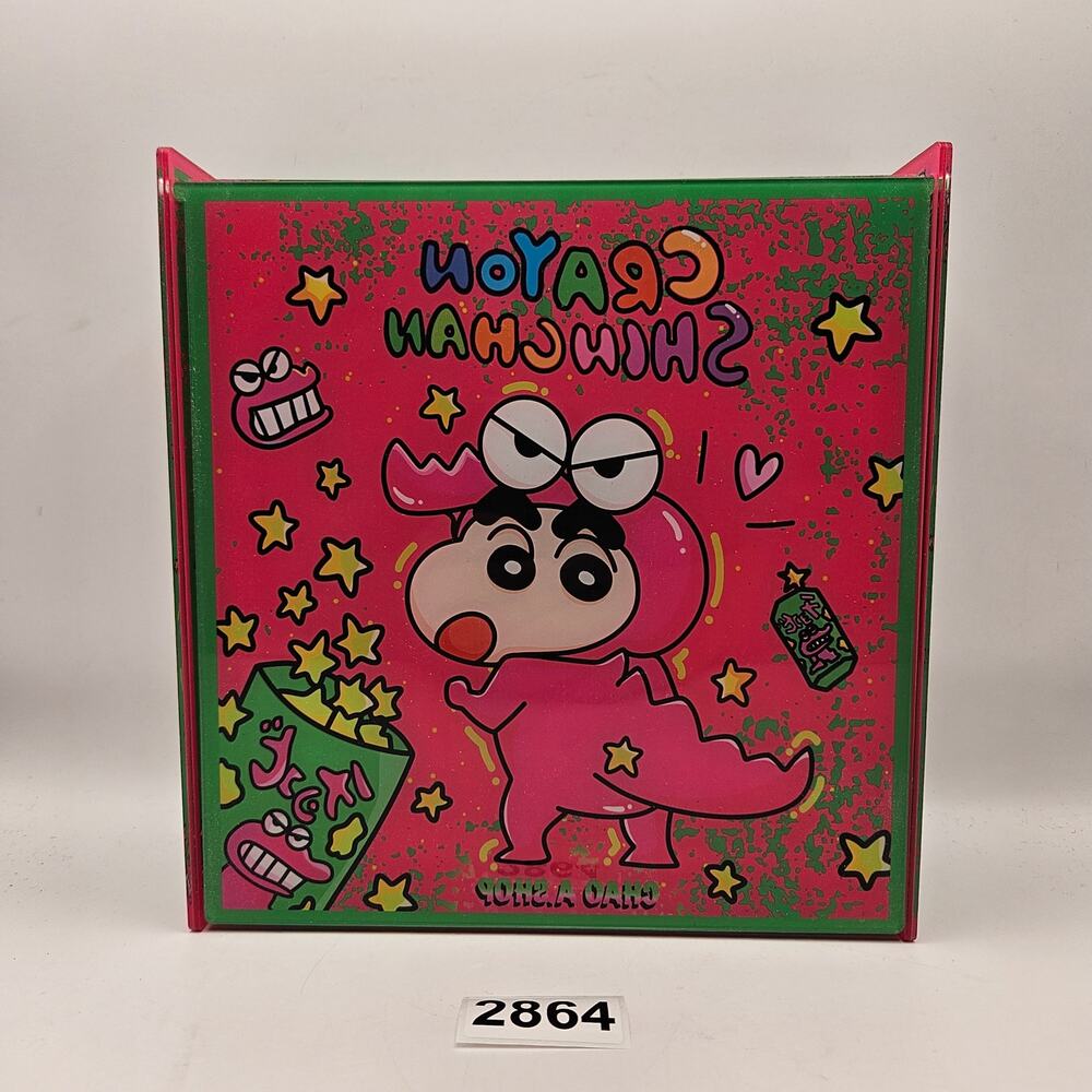 CRAYON SHIN CHAN T-REX THEME HANDMADE ACRYLIC DISPLAY BOX KAWAII STORAGE CASE